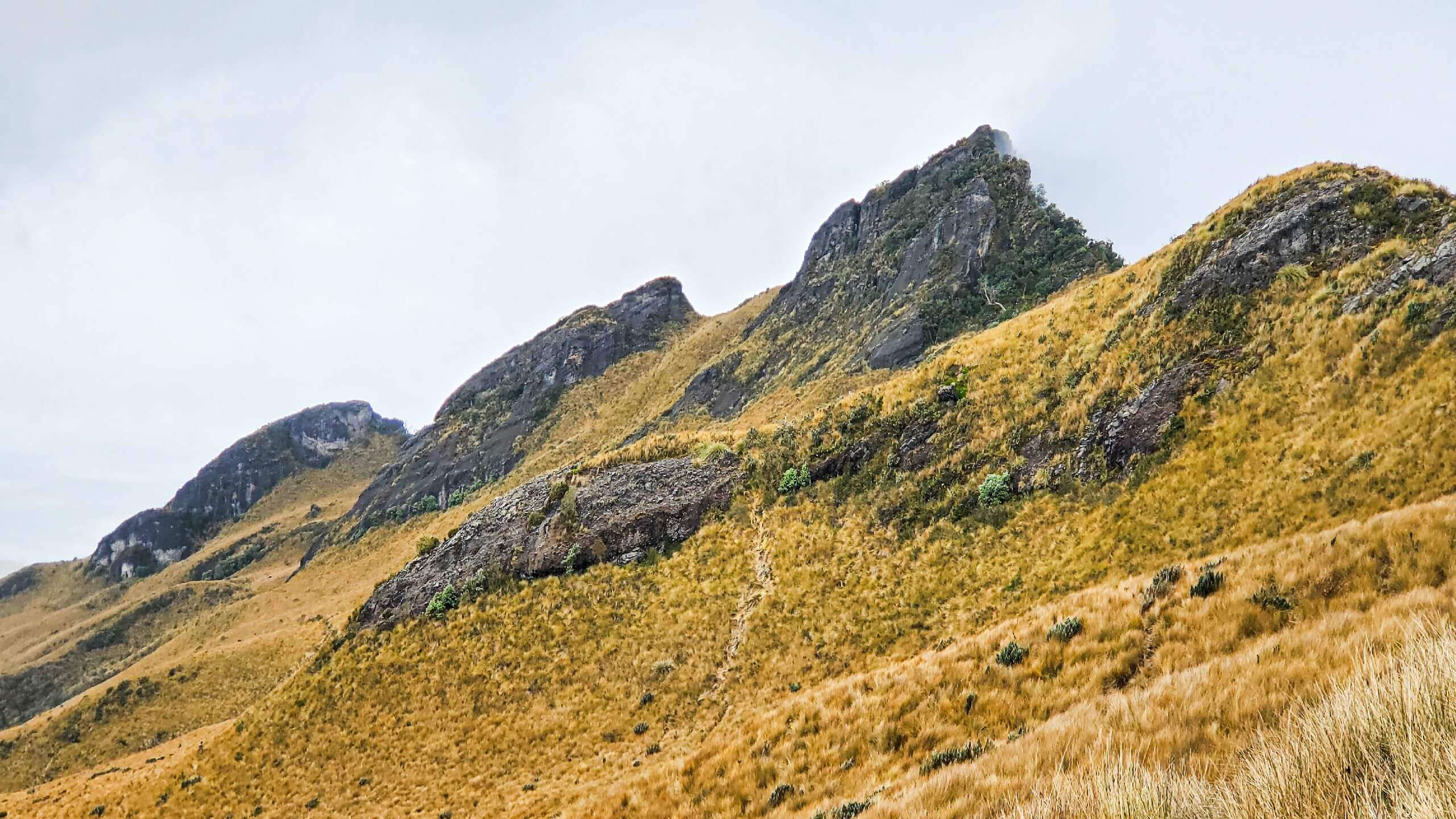 The peaks while climbing Pasochoa in Ecuador