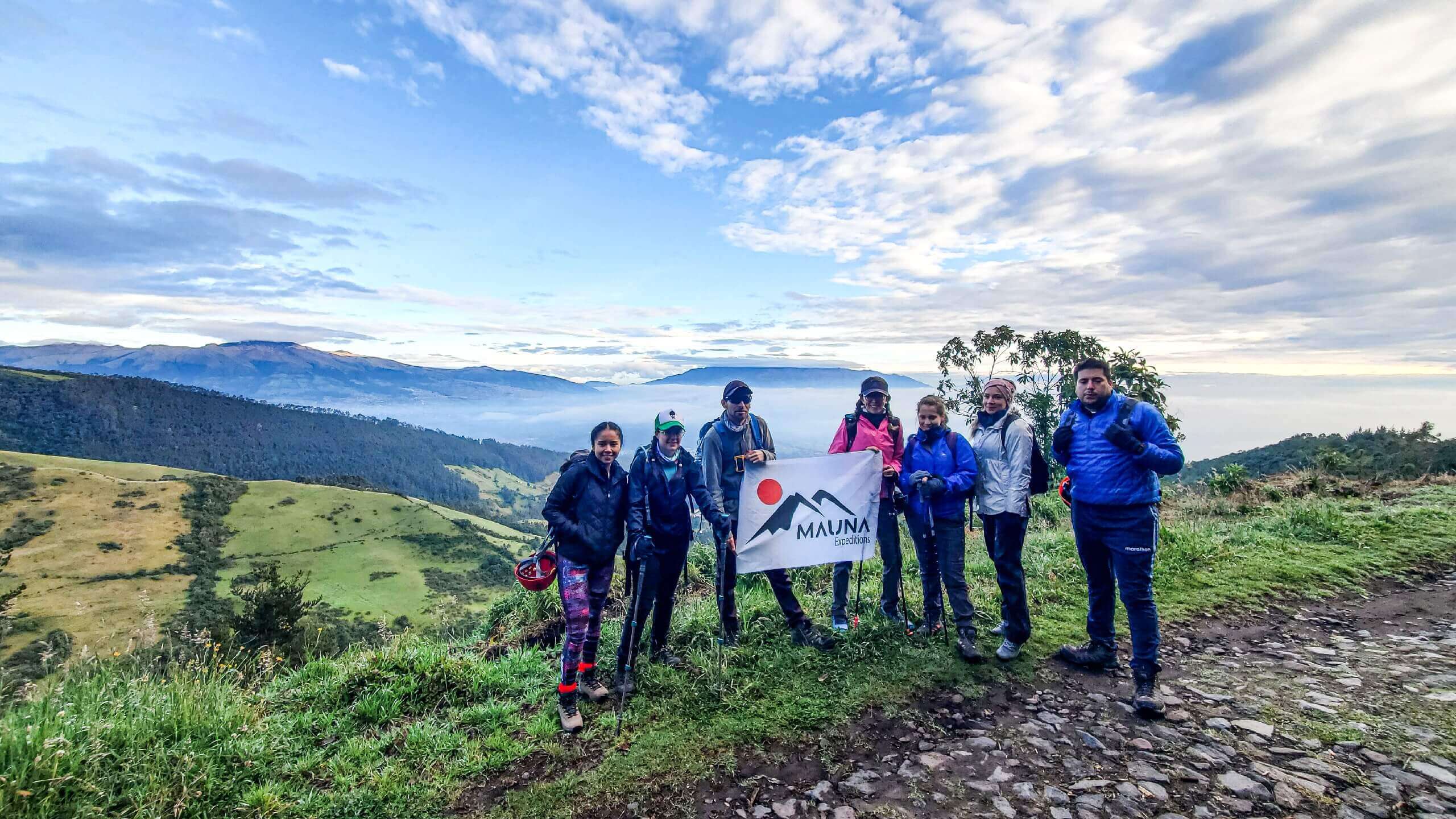 Preparing to the summit in Ecuador, while climbing Pasochoa in Ecuador