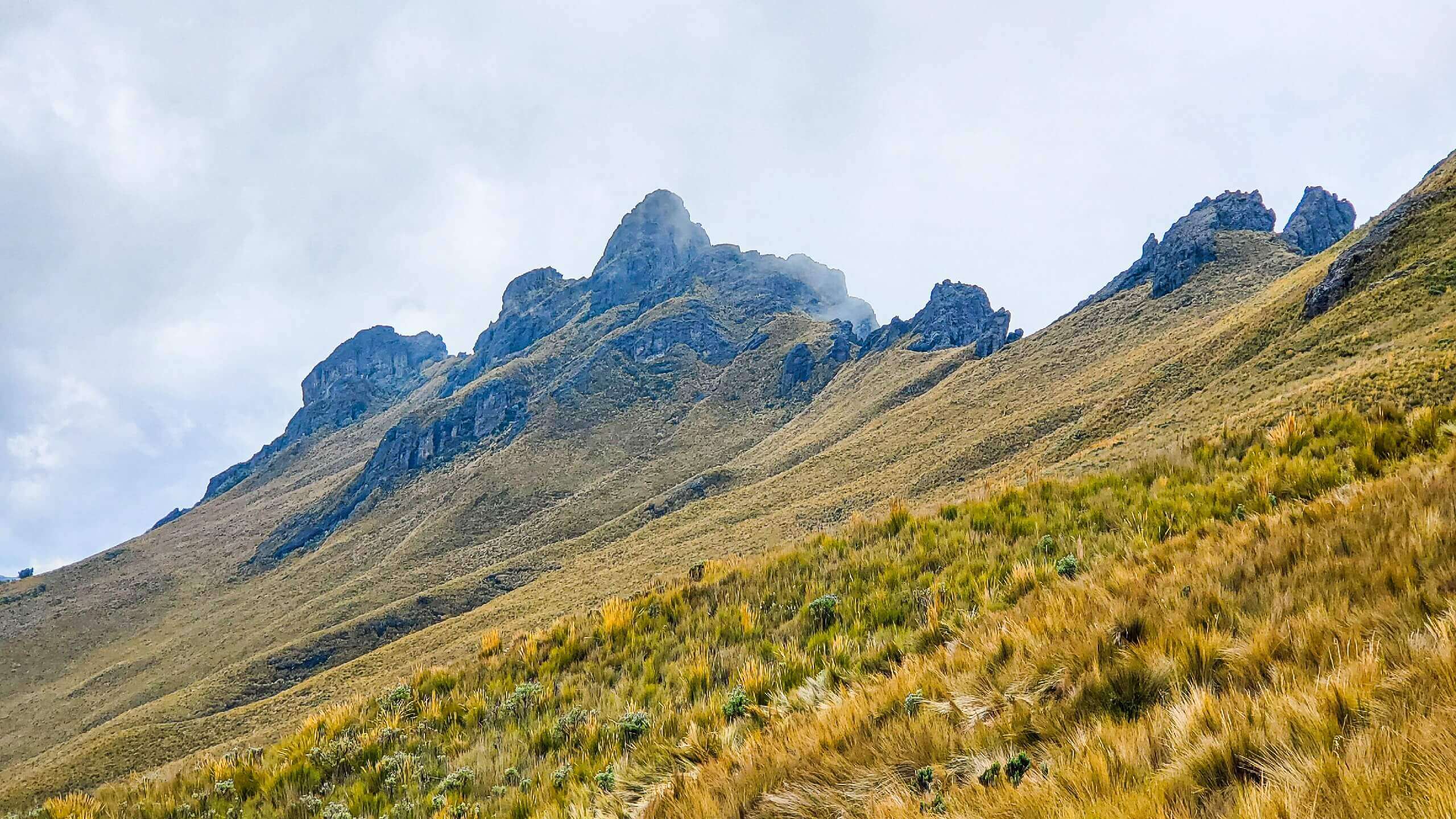View of the summit peaks, while Climbing Cerro Puntas in Ecuador